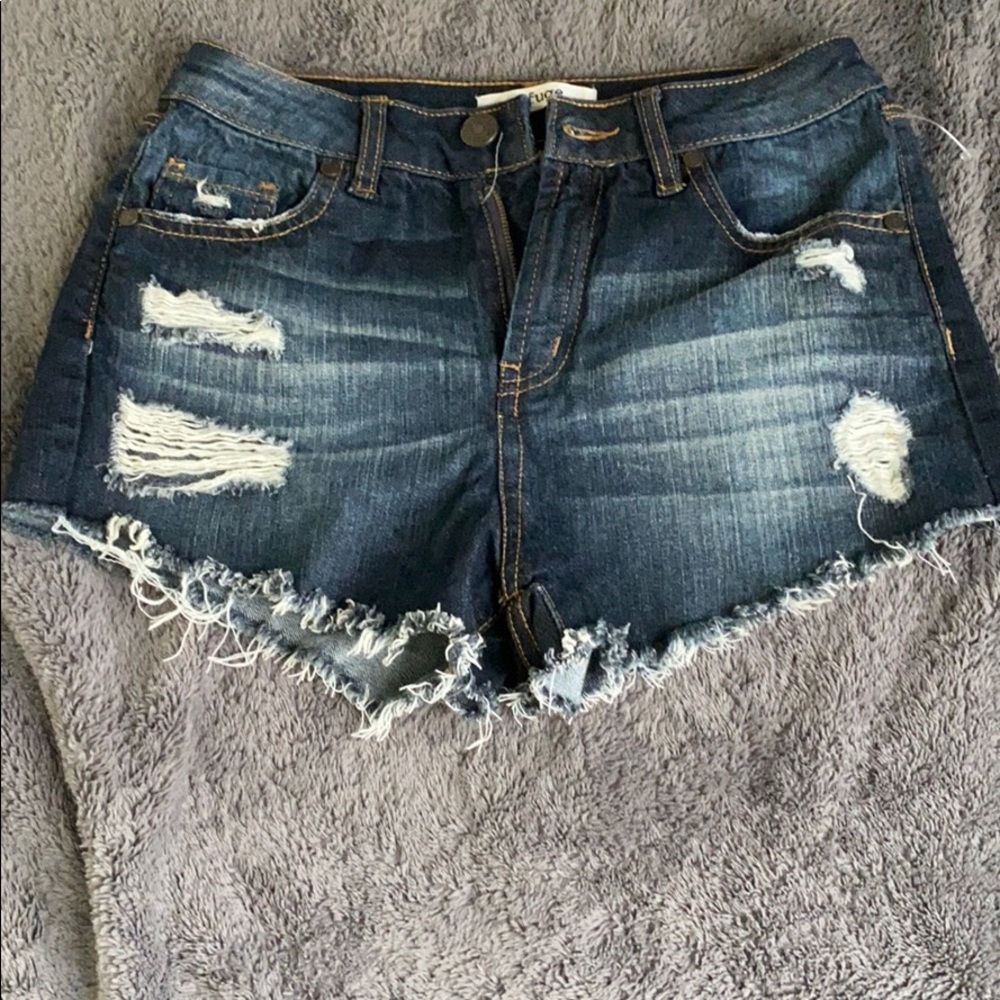 High rise jean short
